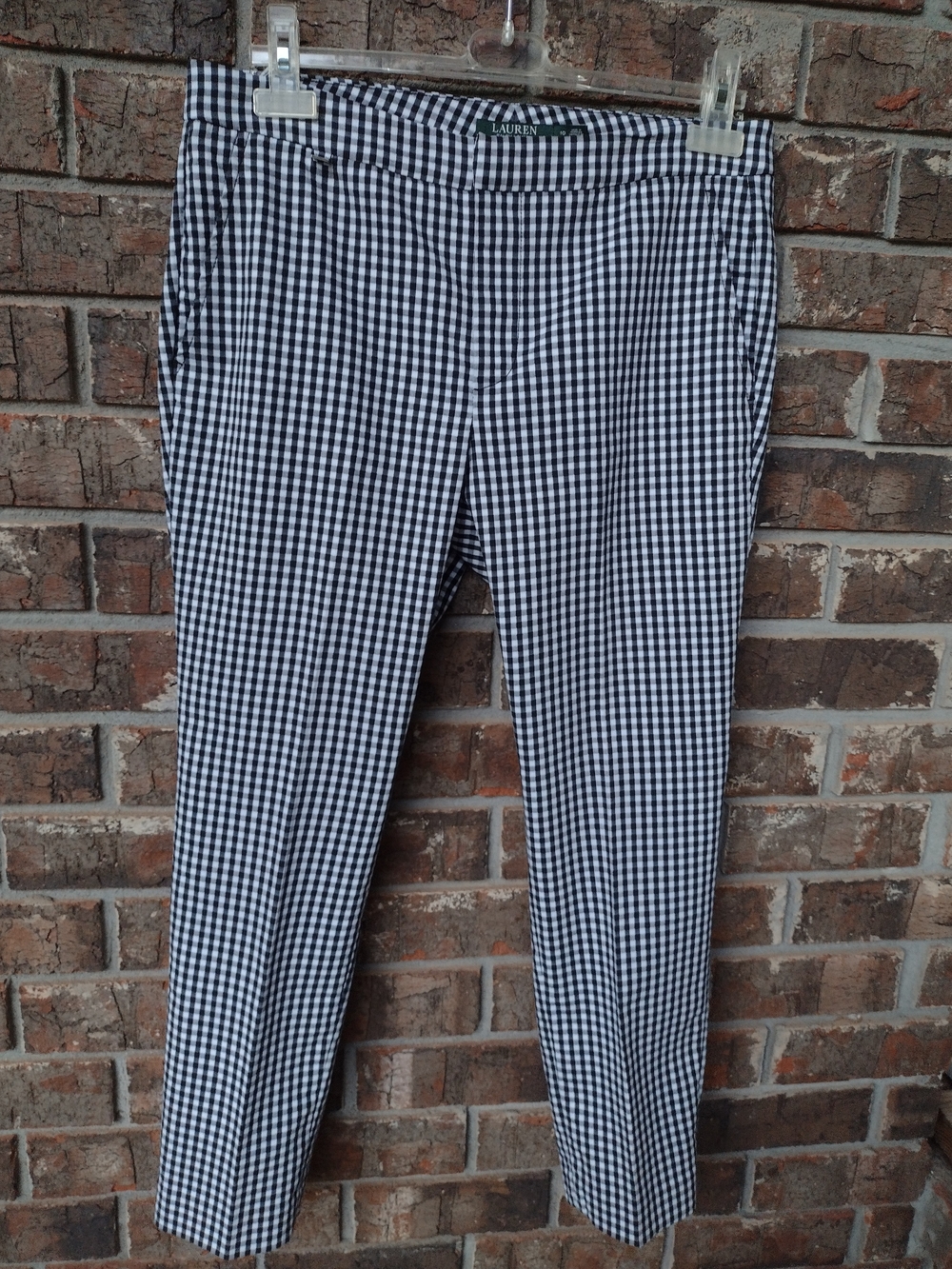 Lauren Ralph Lauren Black White Gingham Check Dress Pants Women's Size 10 Preppy